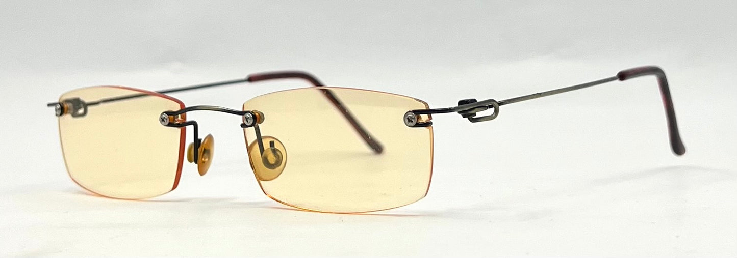 Masters Rimless Sunglasses-Solid Yellow Lenses-Unworn/Vintage