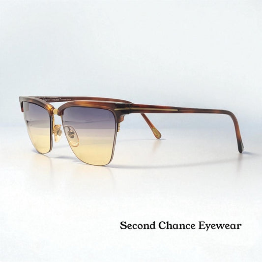 Versace 343 747 Vintage Half-Rim Sunglasses w/New Gradient Custom Tinted Lenses-56mm