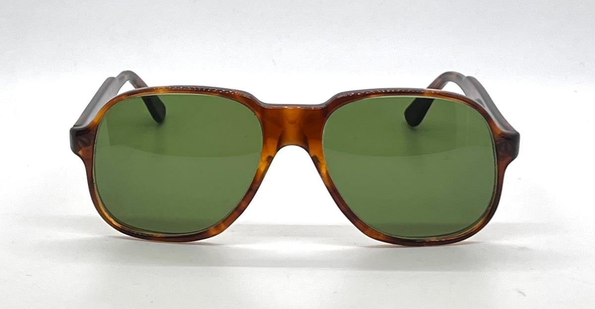 Tart Optical ACE HIGH-Vintage Amber Aviator Sunglasses-New Custom Green Lenses USA