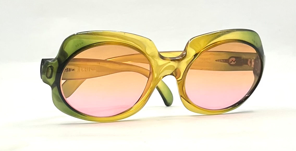 GIVENCHY II VINTAGE Optyl Sunglasses Green Citrine- New Solid Rose Custom Lenses