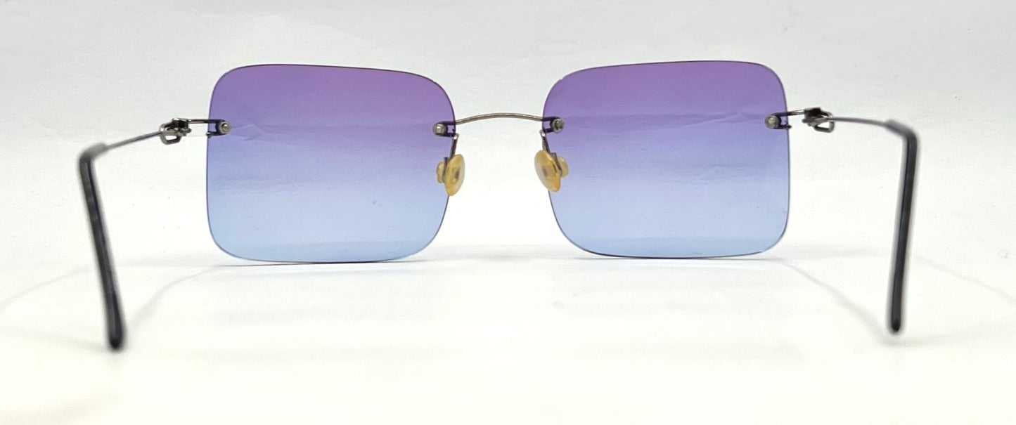 Masters 543 Rimless Gradient Sunglasses – Purple to Blue Lens – G/MET – Unworn