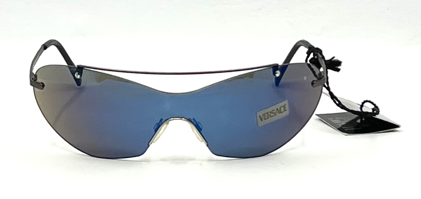 Versace S82/P 94M/189 Blue Mirror Shield Sunglasses-UNWORN VINTAGE-Italy