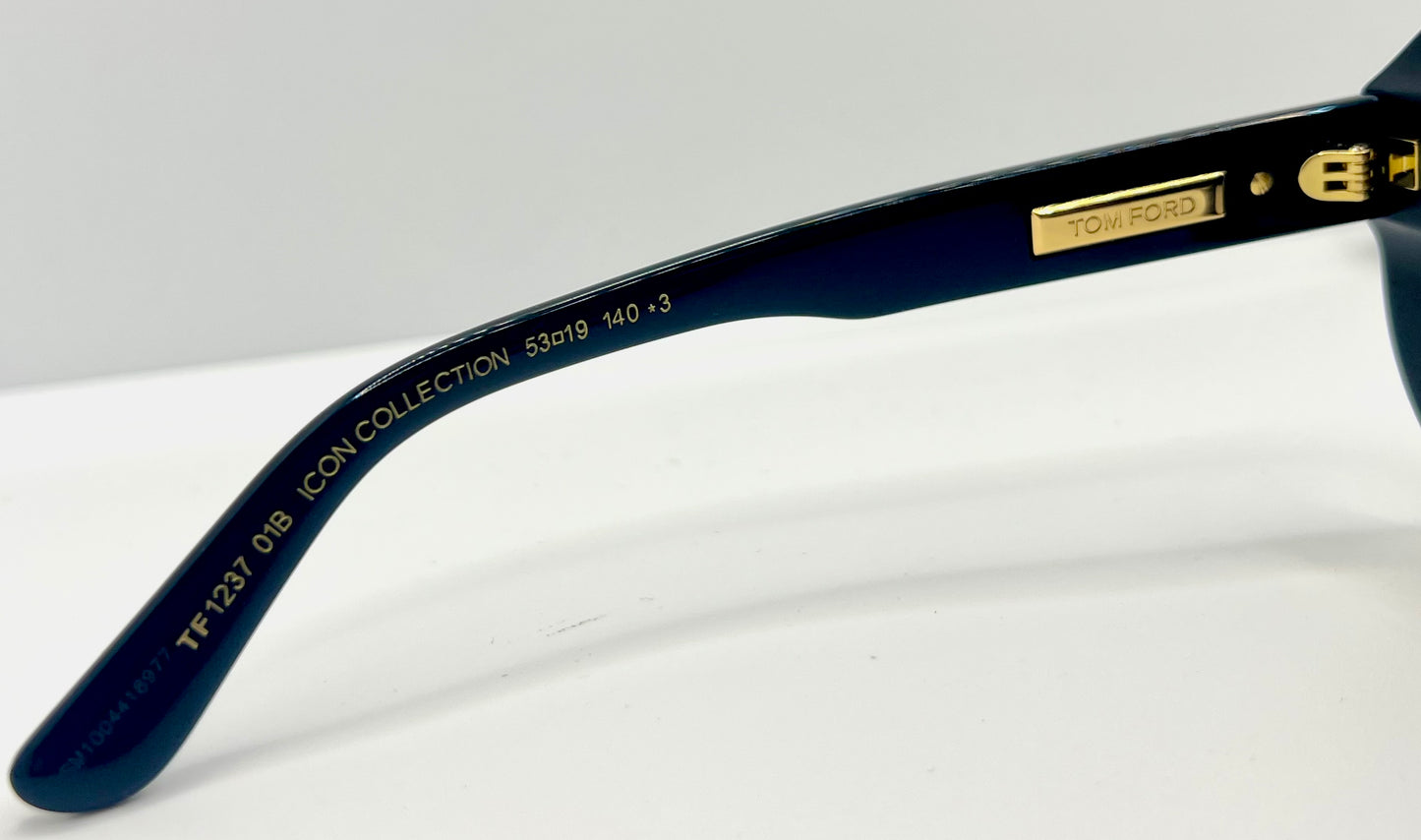 TOM FORD ICON COLLECTION TF1237 01B Sunglasses-ZEISS Gradient Lenses-Full Kit-NEW