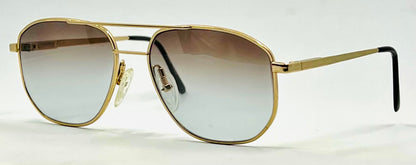 Studio 123-R-Flex Gold Aviator Sunglasses-New Gradient Custom Lenses-1970s Vintage