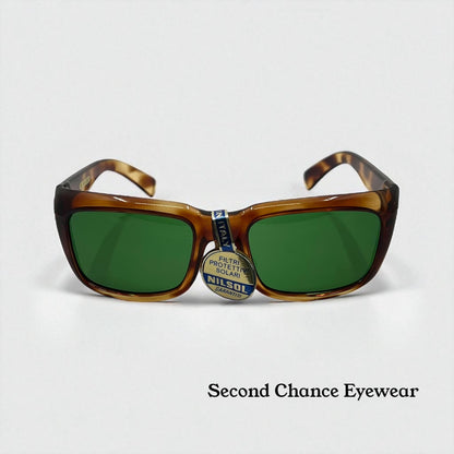 Nilsol Italy-Vintage Sunglasses-Tortoise Acetate W|Org. Green Lenses-Unworn