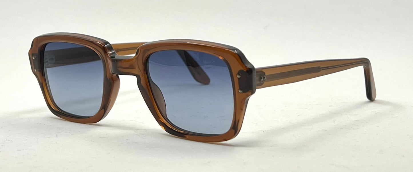 USS 46-24 VINTAGE Military Frames-New Gradient Blue Second Chance Customs Lenses