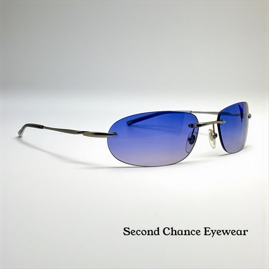 Tommy Bahama TB7/SA Sunglasses Rimless Shield Matte Silver Purple Y2K Deadstock