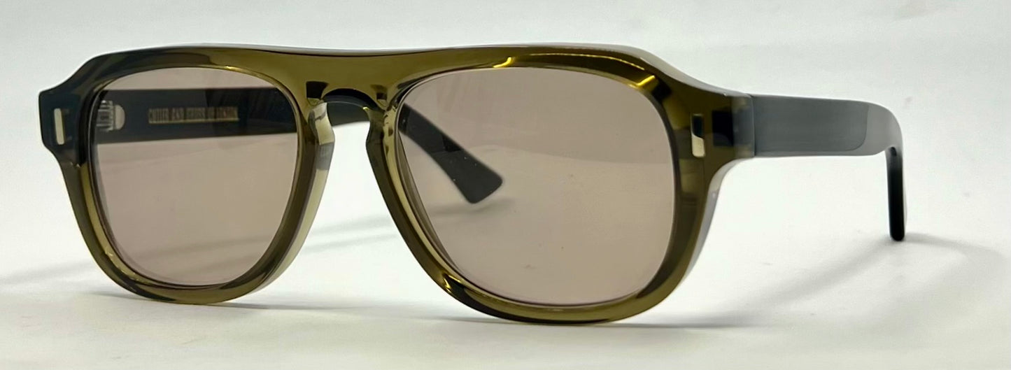 Cutler and Gross 1819 Olive Sunglasses 55-17 Handmade Italy | New Custom Lenses | Full Kit