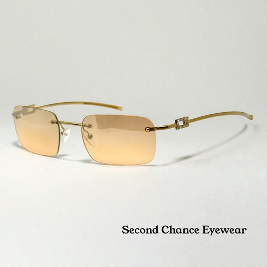 Gucci GG1777/S Strass Rimless Shield Sunglasses Gold/Brown 51mm-VINTAGE/UNWORN