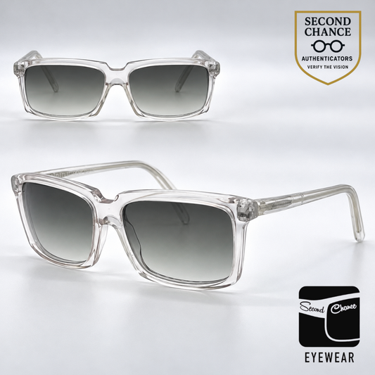 Alain Mikli A.M 88 Crystal Clear Rectangle Sunglasses-Custom Dark Grey Gradient Lenses-Unworn