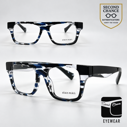 Alain Mikli Claudien A03109 003 Blue / Black Tortoise Eyeglasses-Unworn-Italy