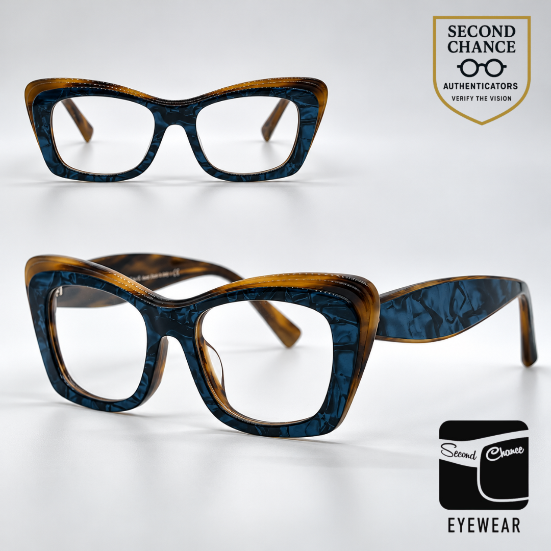 Alain Mikli Sarette A03119 003 Blue / Brown Marbled Eyeglasses-Unworn-Italy