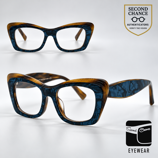 Alain Mikli Sarette A03119 003 Blue / Brown Marbled Eyeglasses-Unworn-Italy