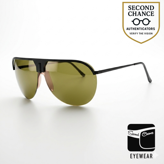 Avanti LTD6-Vintage Shield Aviator Sunglasses Italy Unworn/Green Lens 62mm
