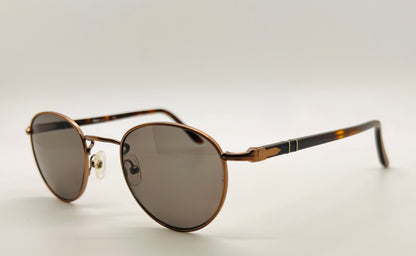 Persol PO2422S Brass Metal Sunglasses Fashioned with Brand New Custom Berko's Designs Blue/Grey Lenses