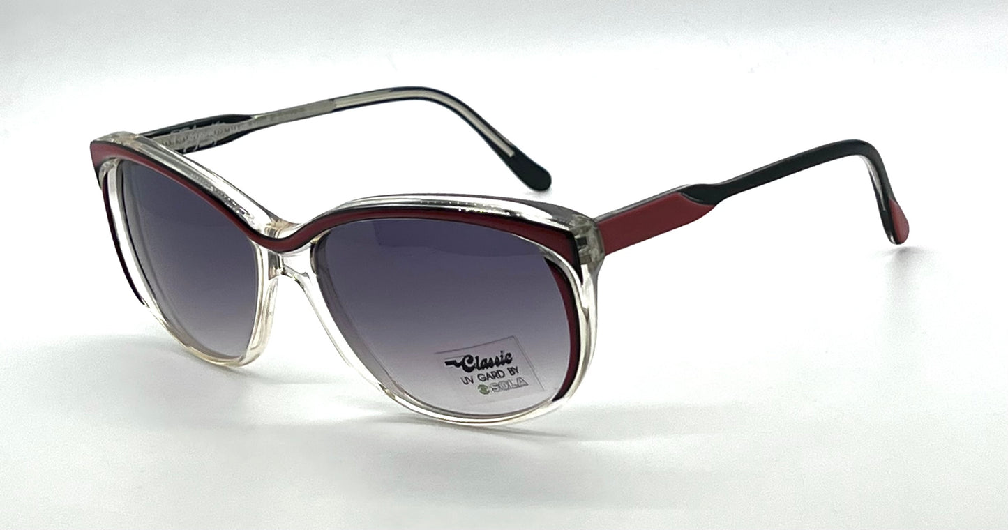 Elegante Mademoiselle V Vintage Sunglasses-Red/Black Unworn/NOS-France