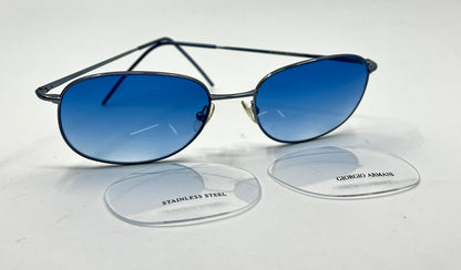 Giorgio Armani GA22 628 Vintage Sunglasses w/ Solid Blue Second Chance Custom Lenses