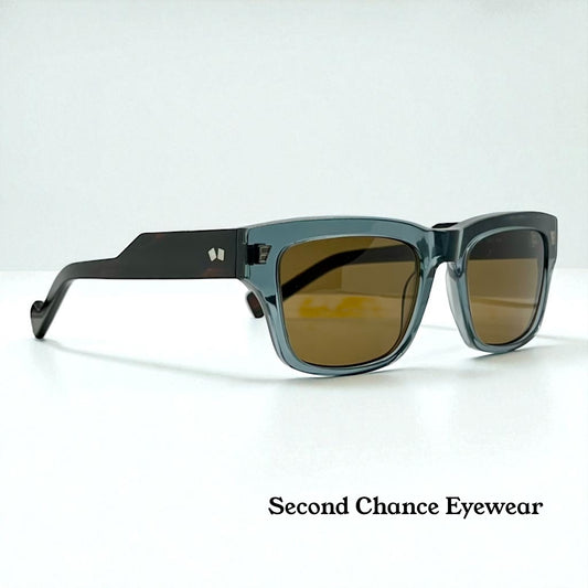 Entourage of 7 Runyon 10-49 Sunglasses-Made in Japan-Transparent Slate Blue/Tortoise-54mm-Full Kit