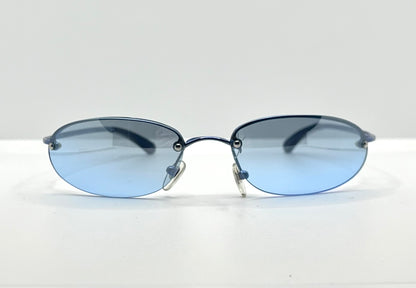Christian Dior Minimotard 56B Blue Oval Rimless Sunglasses-Vintage Y2K-Unworn