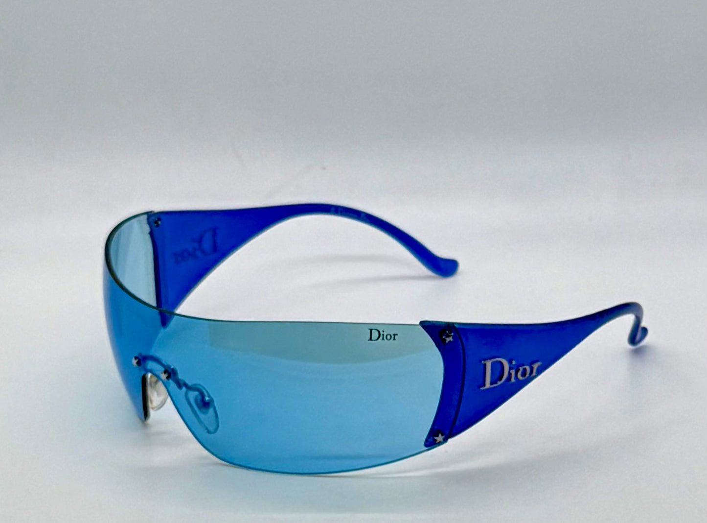 Christian Dior Golf W08 Blue Shield Sunglasses Italy Safilo Y2K Full Kit