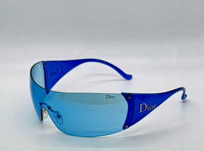 Christian Dior Golf W08 Blue Shield Sunglasses Italy Safilo Y2K Full Kit