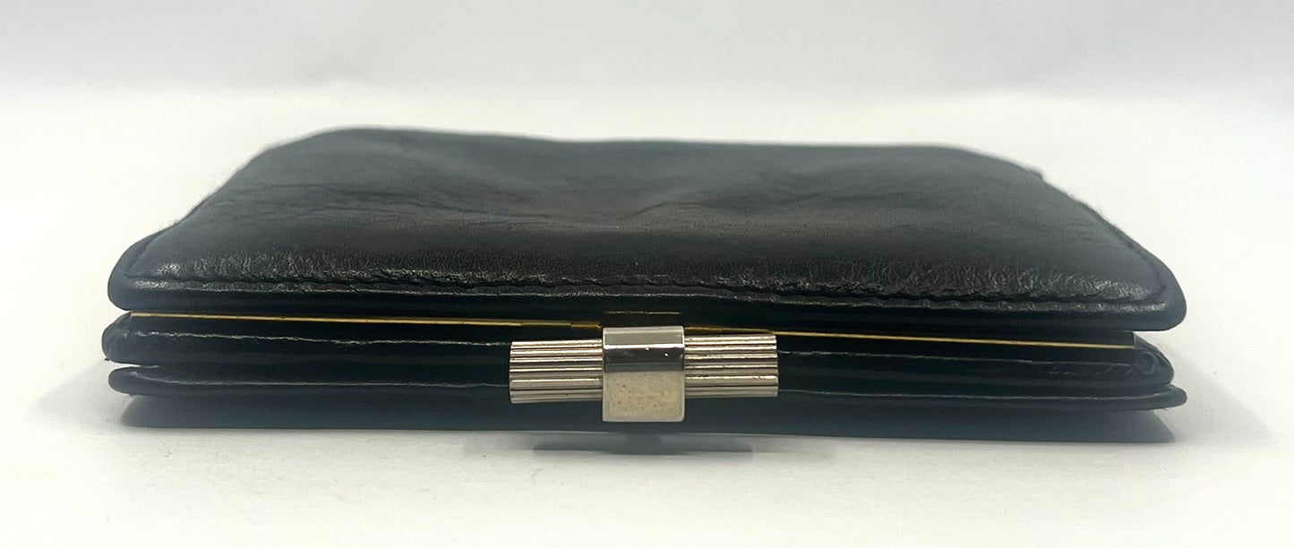 Christian Dior Vintage Black Leather Turnlock Wallet Made in France