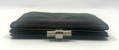 Christian Dior Vintage Black Leather Turnlock Wallet Made in France