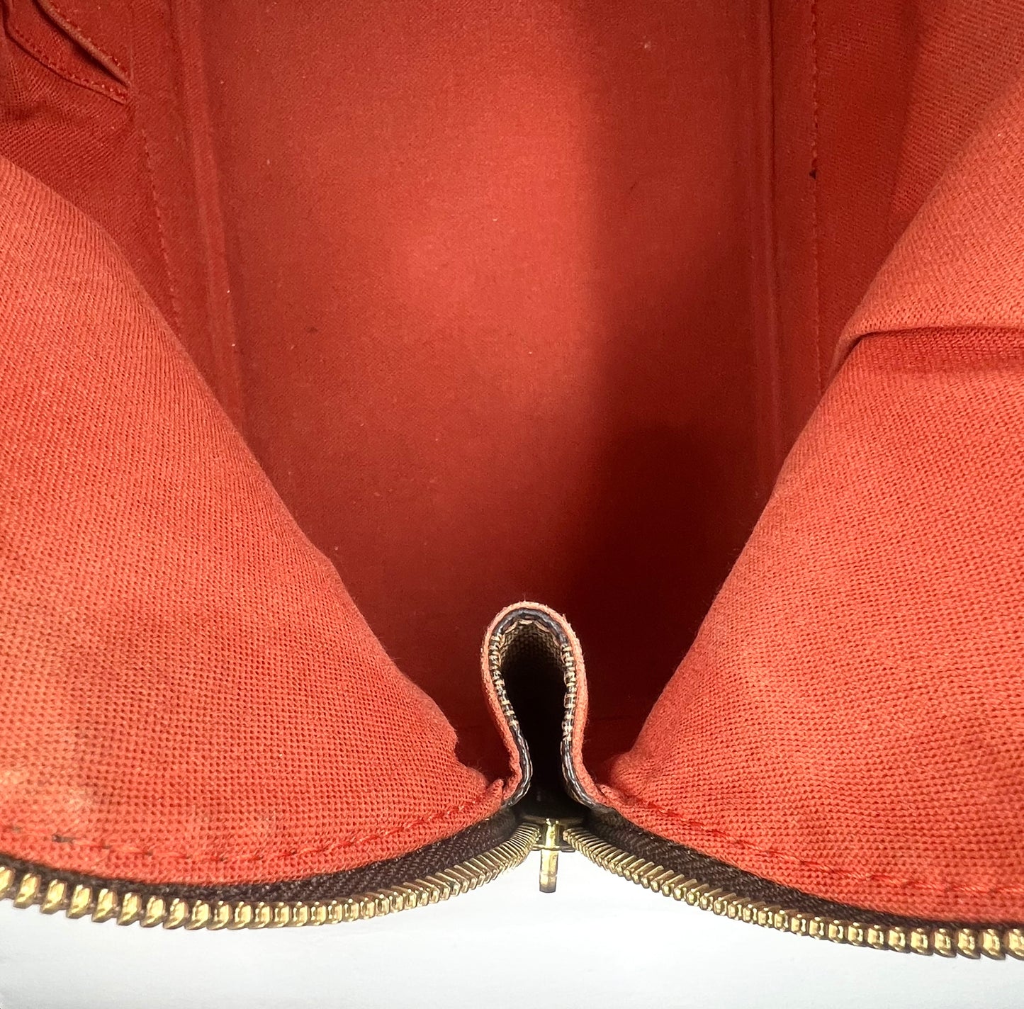 Louis Vuitton VINTAGE Alma Damier Ebene Handbag Brown Leather