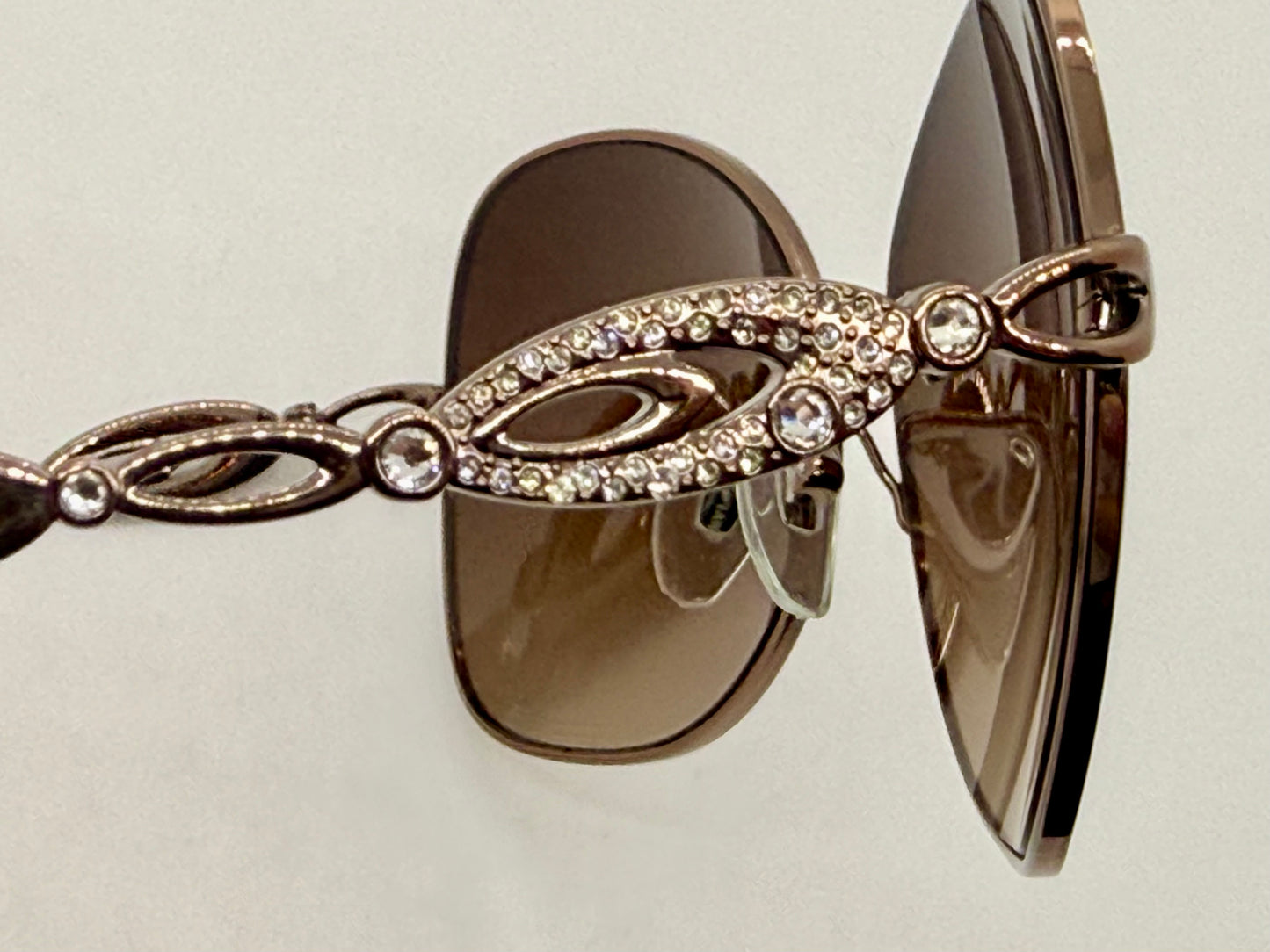 BVLGARI 6025-B Sunglasses-Crystal Temple-Brown Gradient Lenses-Unworn-Italy-60mm