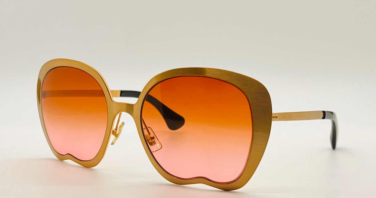 MIU MIU SMU54N JAZ Sun Wave Luxury Brass Sunglasses w/New Custom Gold to Rose Gradient Lenses