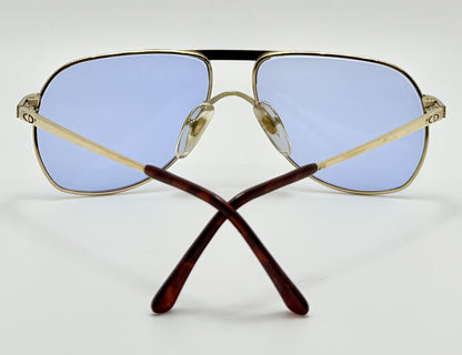 Vintage New/Deadstock Christian Dior 2553 41 Gold Plated Sunglasses with Custom Sky Blue Day/Night Lenses