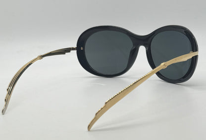 CHANEL 5152 Black & Gold Oval Sunglasses – Iconic CC Logo, Discontinued, Full Kit