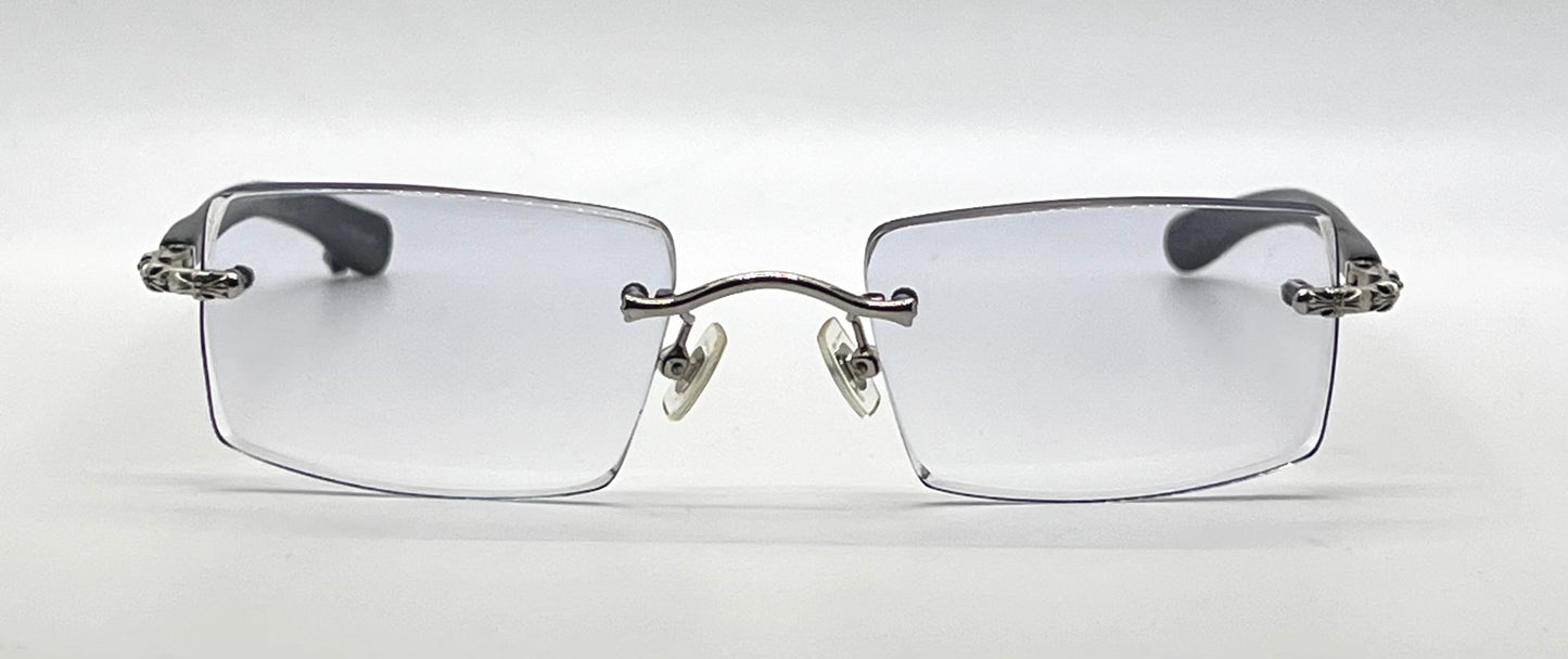 Chrome Hearts VELVEDERE SS-WEB-Vintage Rimless Wood Temple-New Custon Blue Zero Lenses
