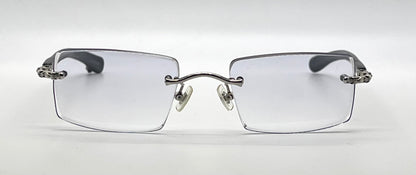 Chrome Hearts VELVEDERE SS-WEB-Vintage Rimless Wood Temple-New Custon Blue Zero Lenses