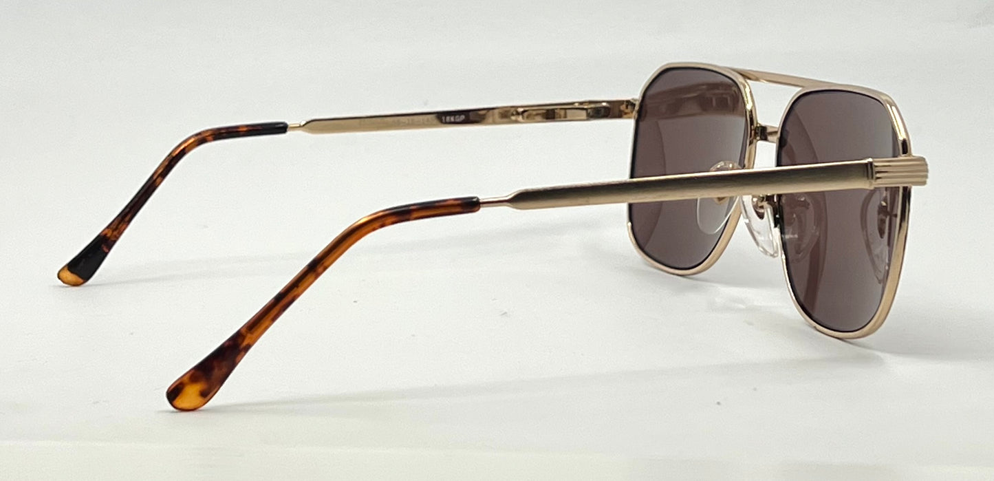 GALANT 102/FLEX Gold 18KGP Vintage Sunglasses – New Brown Second Chance Lenses