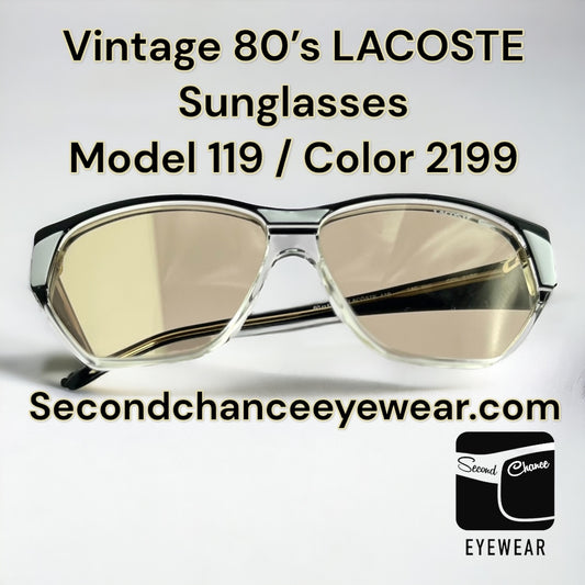 Vintage 1980s LACOSTE Sunglasses - Model 119 with Original Lenses / Size 60-13-140mm