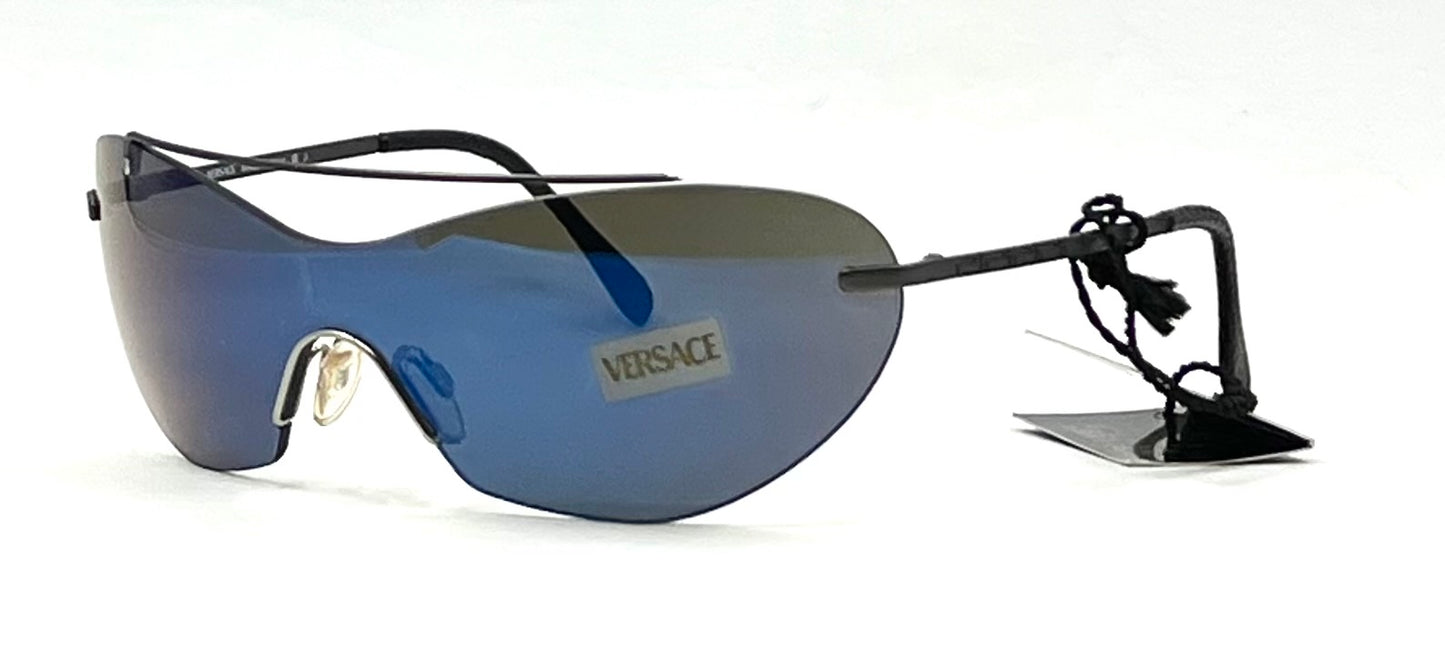 Versace S82/P 94M/189 Blue Mirror Shield Sunglasses-UNWORN VINTAGE-Italy