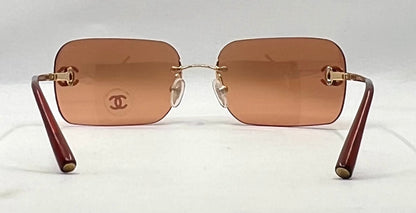 Chanel 4017-D Rimless Shield Sunglasses Swarovski CC-Unworn/Y2K Vintage-Italy