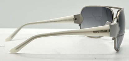 MIU MIU SMU55G 1AP-5D1 Oversized Shield Sunglasses-White Temples-68mm-Full Kit-New/Unworn
