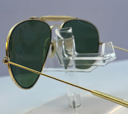 Vintage B&L RayBan Aviator Sunglasses w/Case-B&L Green Tempered Glass Lenses-USA