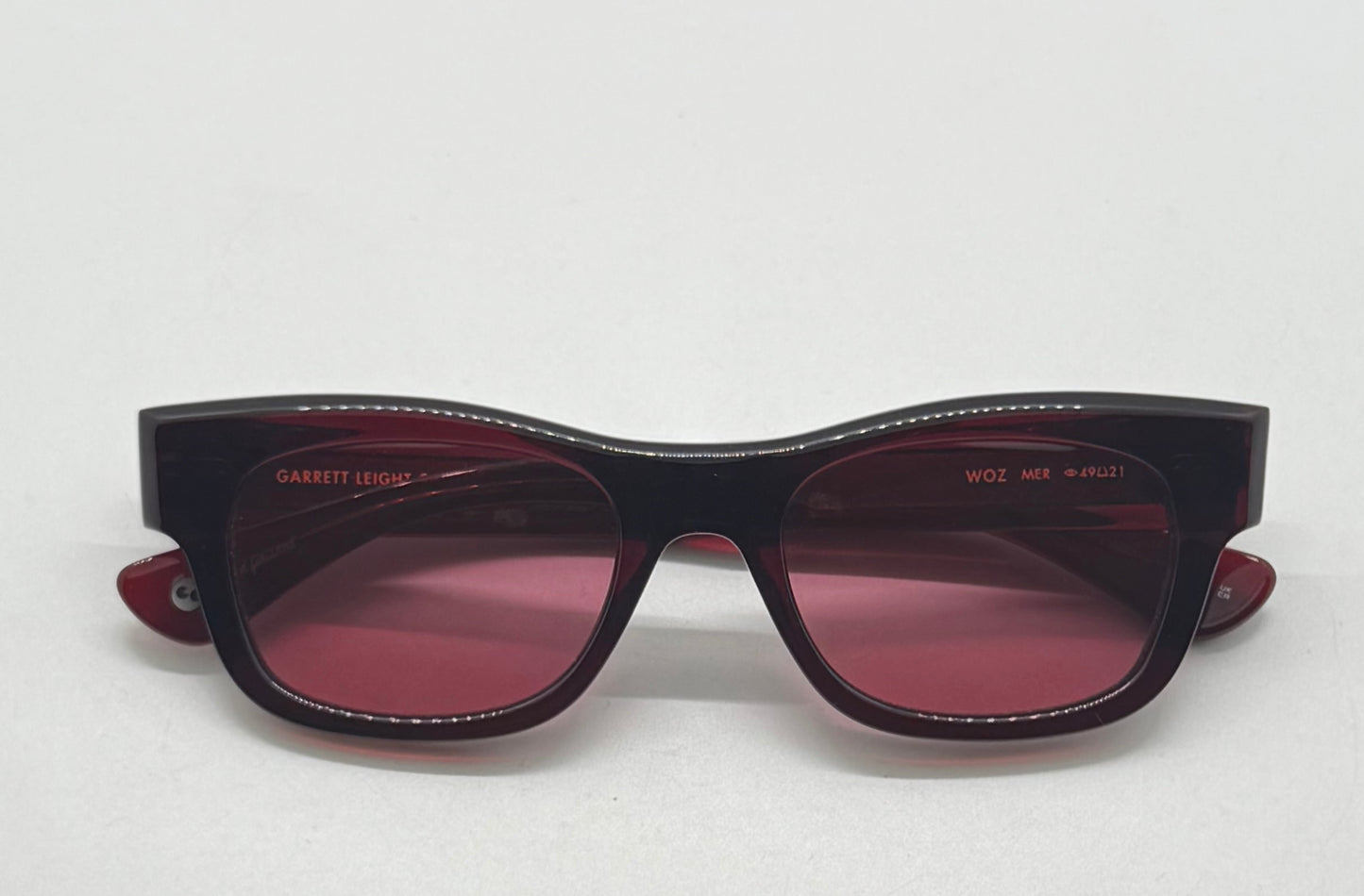 Garrett Leight WOZ MER 49[]21-Merlot Lilac Lens Sunglasses-New/Unworn-Full Kit
