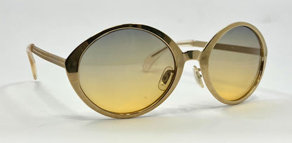 Italian Avant-Garde Round Gold Sunglasses-Vintage Deadstock w/ Second Chance Customs Gradient Lenses