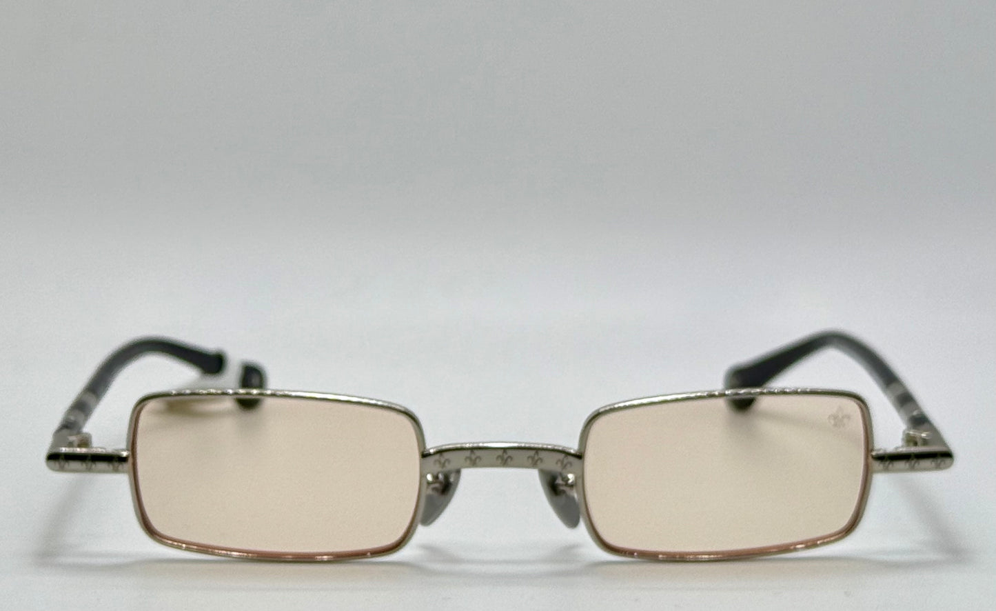 Brand New Philippe V X2 Titanium Rectangle Glasses | Yellow Lenses | Mirrored Silver Clip-On | Made in Japan