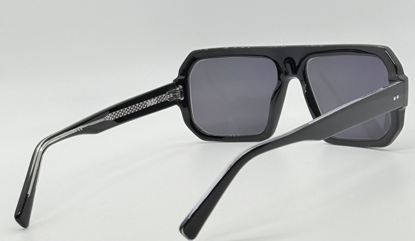 JAZO JO33 C031 Black Sunglasses – Handcrafted in Italy, Carbon Fiber Temples, Green Lenses