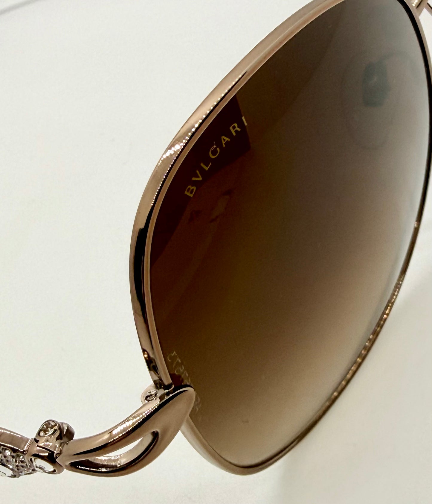 BVLGARI 6025-B Sunglasses-Crystal Temple-Brown Gradient Lenses-Unworn-Italy-60mm