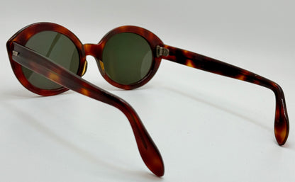 Vintage SRO U.S.A. 5 3/4 - Tortoise Panto Sunglasses with Brand New, Custom Berko's Designs Evergreen Lenses