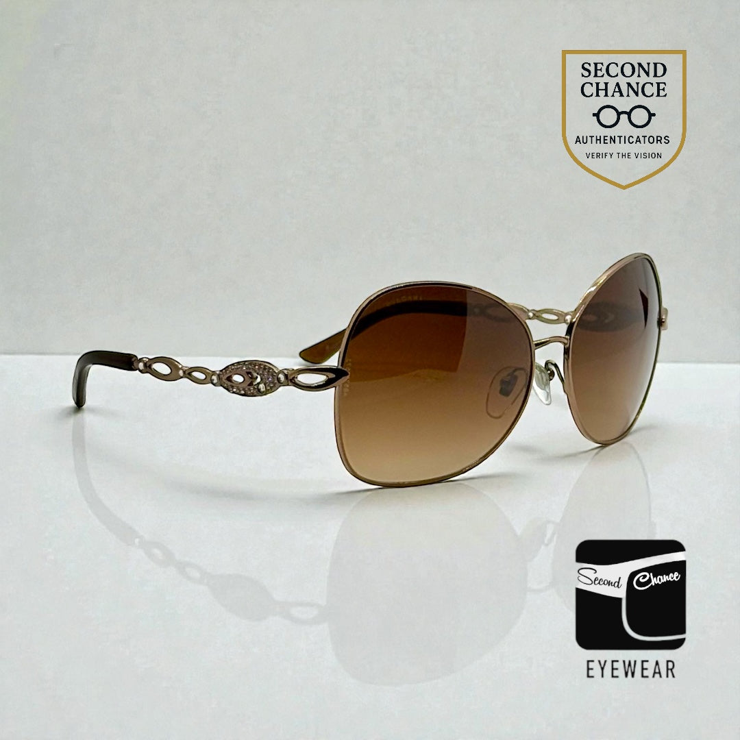 BVLGARI 6025-B Sunglasses-Crystal Temple-Brown Gradient Lenses-Unworn-Italy-60mm