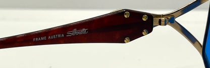 Silhouette M6186/30 Gold Shield VINTAGE Sunglasses w/New Solid Blue Custom Lenses-Unworn