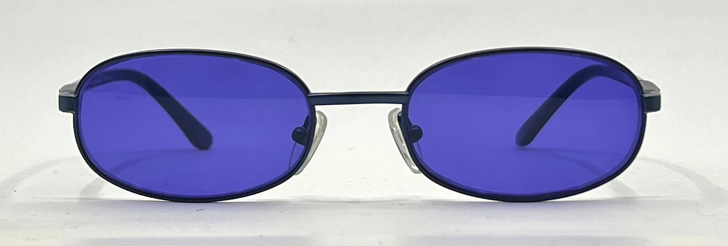 Gucci GG1374 6VE Y2K VINTAGE Oval Sunglasses-New Solid VIOLET/BLUE Custom Lenses