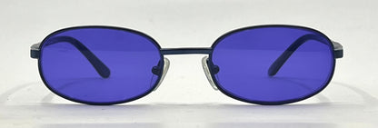 Gucci GG1374 6VE Y2K VINTAGE Oval Sunglasses-New Solid VIOLET/BLUE Custom Lenses